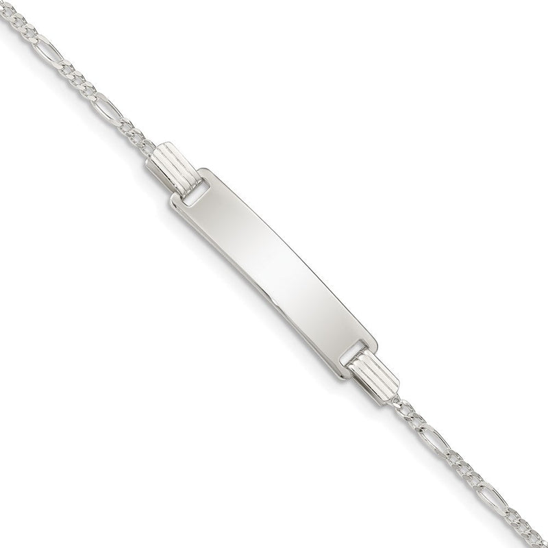 Sterlingsilber Gravierbar Childrens Id auf Figaro Glieder Armband