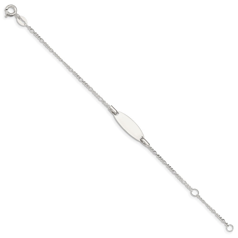 5 Zoll Sterlingsilber Childrens 5 Zoll Plus 1 Zoll Verlängerung Id Figaro Glieder Armband