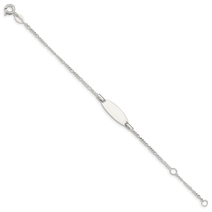5 Zoll Sterlingsilber Childrens 5 Zoll Plus 1 Zoll Verlängerung Id Figaro Glieder Armband