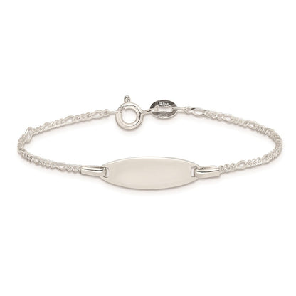 5 Zoll Sterlingsilber Childrens 5 Zoll Plus 1 Zoll Verlängerung Id Figaro Glieder Armband