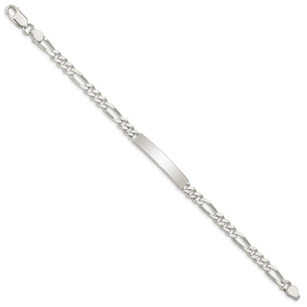 Sterlingsilber Poliert Gravierbar Figaro Glieder Id Armband