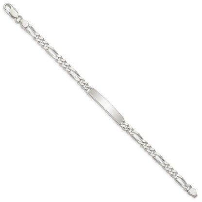 Sterlingsilber Poliert Gravierbar Figaro Glieder Id Armband