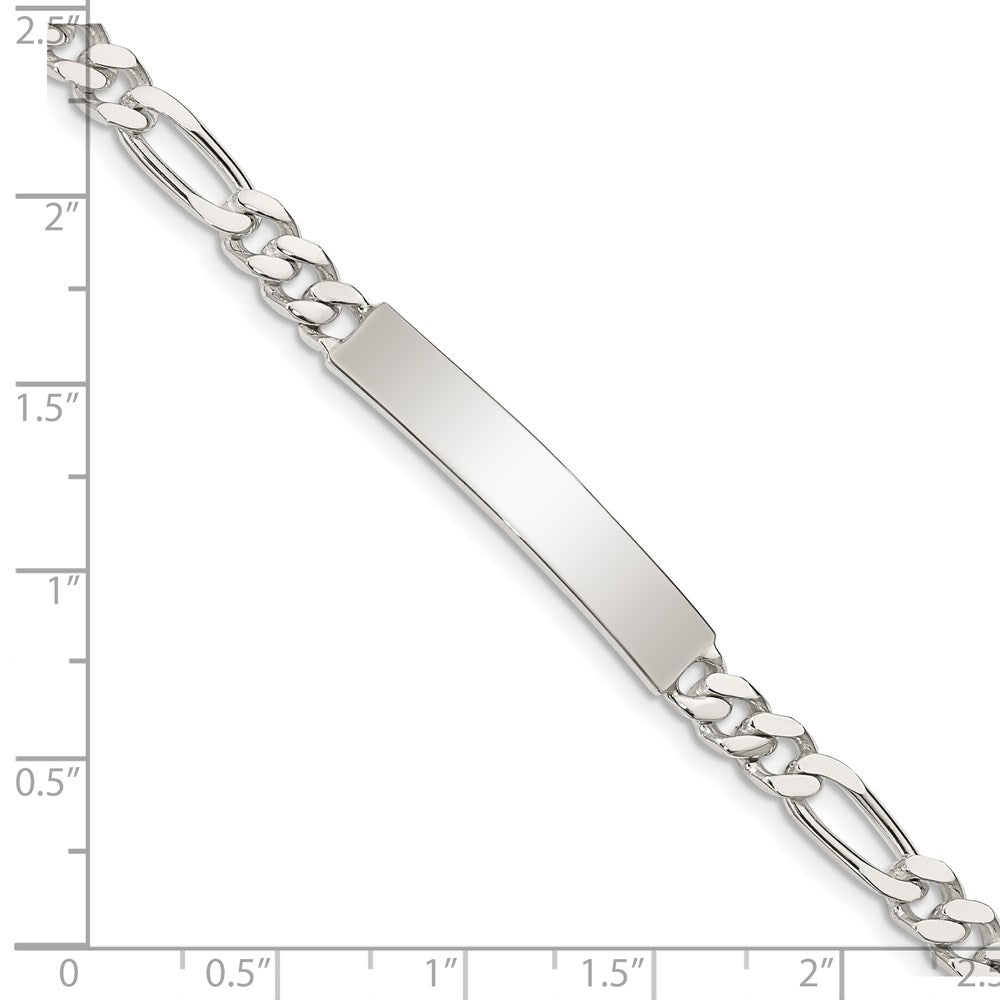 Sterlingsilber Poliert Gravierbar Figaro Glieder Id Armband