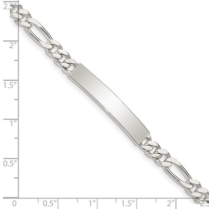 Sterlingsilber Poliert Gravierbar Figaro Glieder Id Armband