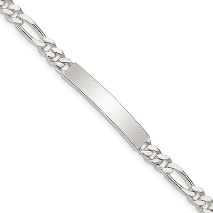 Sterlingsilber Poliert Gravierbar Figaro Glieder Id Armband