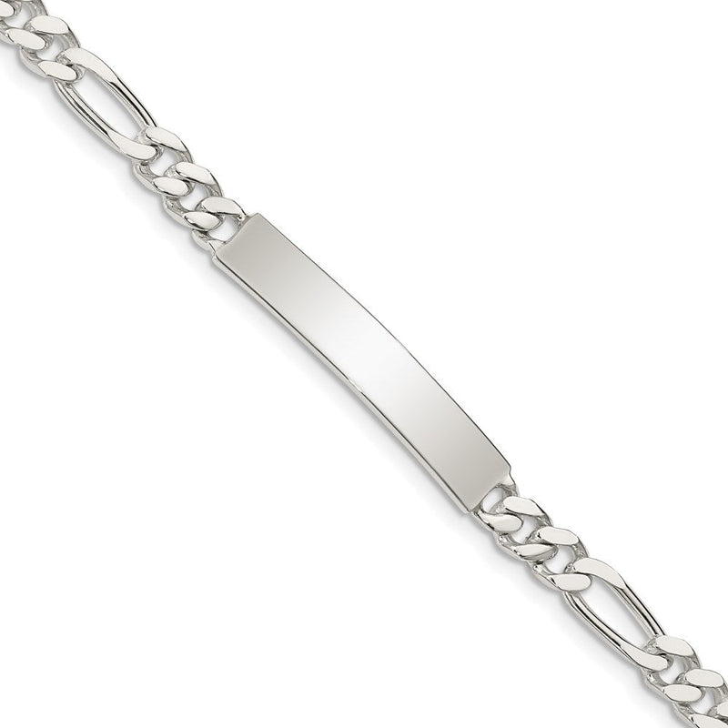 Sterlingsilber Poliert Gravierbar Figaro Glieder Id Armband