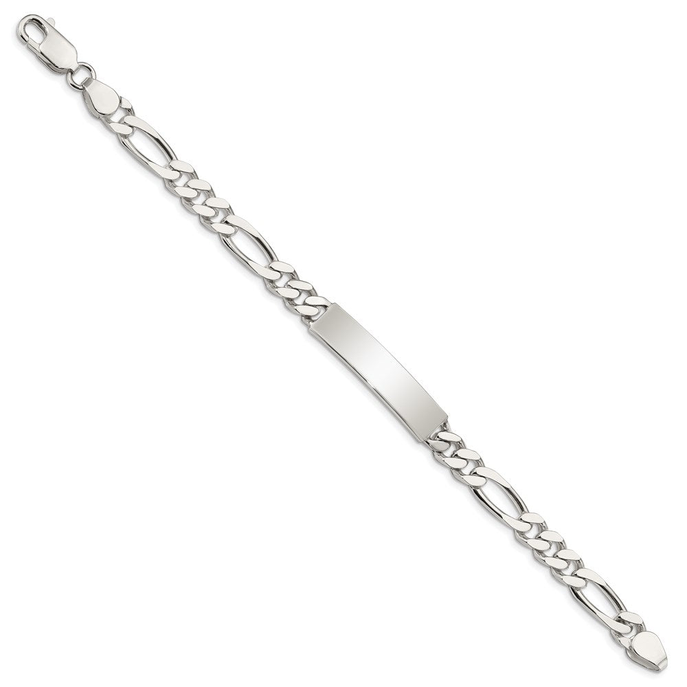 Sterlingsilber Poliert Gravierbar Figaro Glieder Id Armband