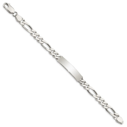 Sterlingsilber Poliert Gravierbar Figaro Glieder Id Armband