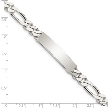 Sterlingsilber Poliert Gravierbar Figaro Glieder Id Armband
