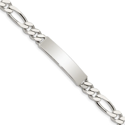 Sterlingsilber Poliert Gravierbar Figaro Glieder Id Armband