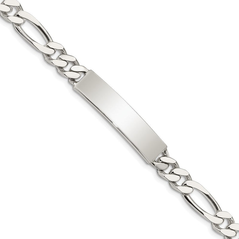 Sterlingsilber Poliert Gravierbar Figaro Glieder Id Armband