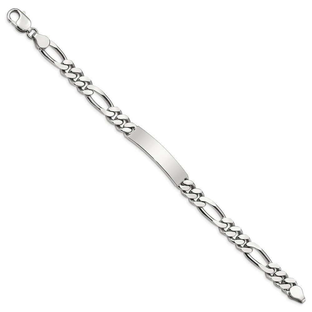 8.5 Zoll Sterlingsilber Poliert Gravierbar Figaro Glieder Id Armband