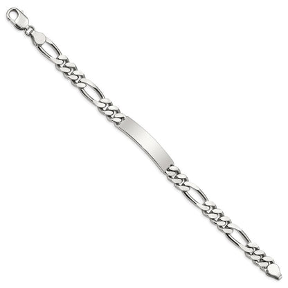 8.5 Zoll Sterlingsilber Poliert Gravierbar Figaro Glieder Id Armband