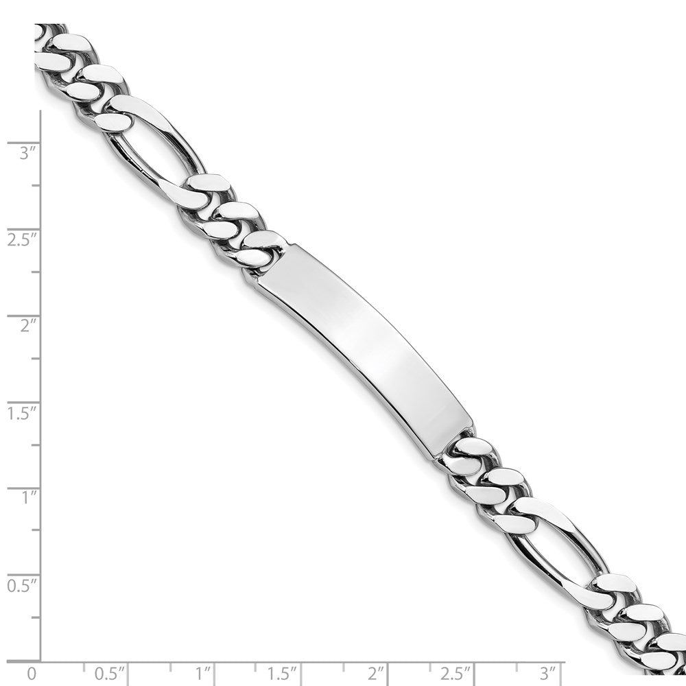 8.5 Zoll Sterlingsilber Poliert Gravierbar Figaro Glieder Id Armband