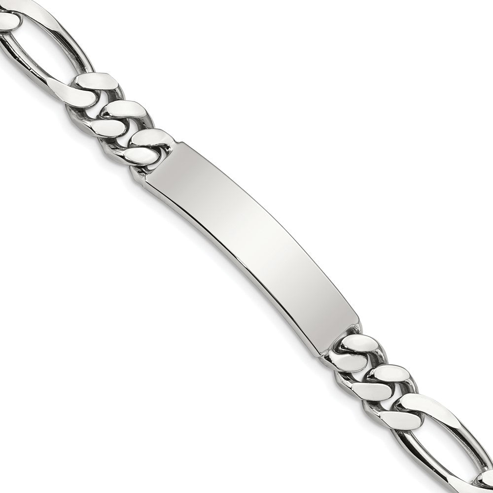 8.5 Zoll Sterlingsilber Poliert Gravierbar Figaro Glieder Id Armband