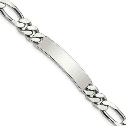 8.5 Zoll Sterlingsilber Poliert Gravierbar Figaro Glieder Id Armband