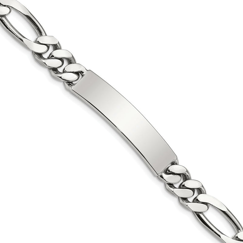 8.5 Zoll Sterlingsilber Poliert Gravierbar Figaro Glieder Id Armband