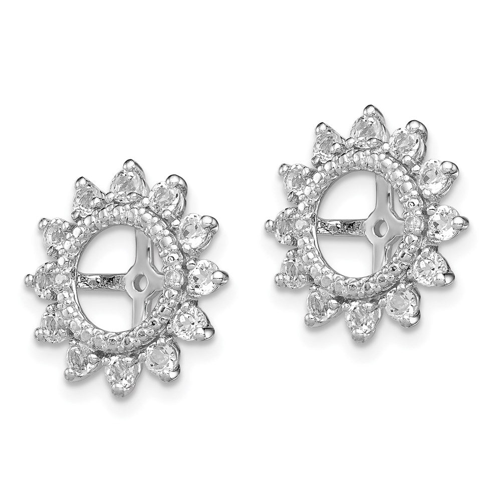 Sterlingsilber Rhodium Diamant. & Weiß Topas Ohrring Jacke