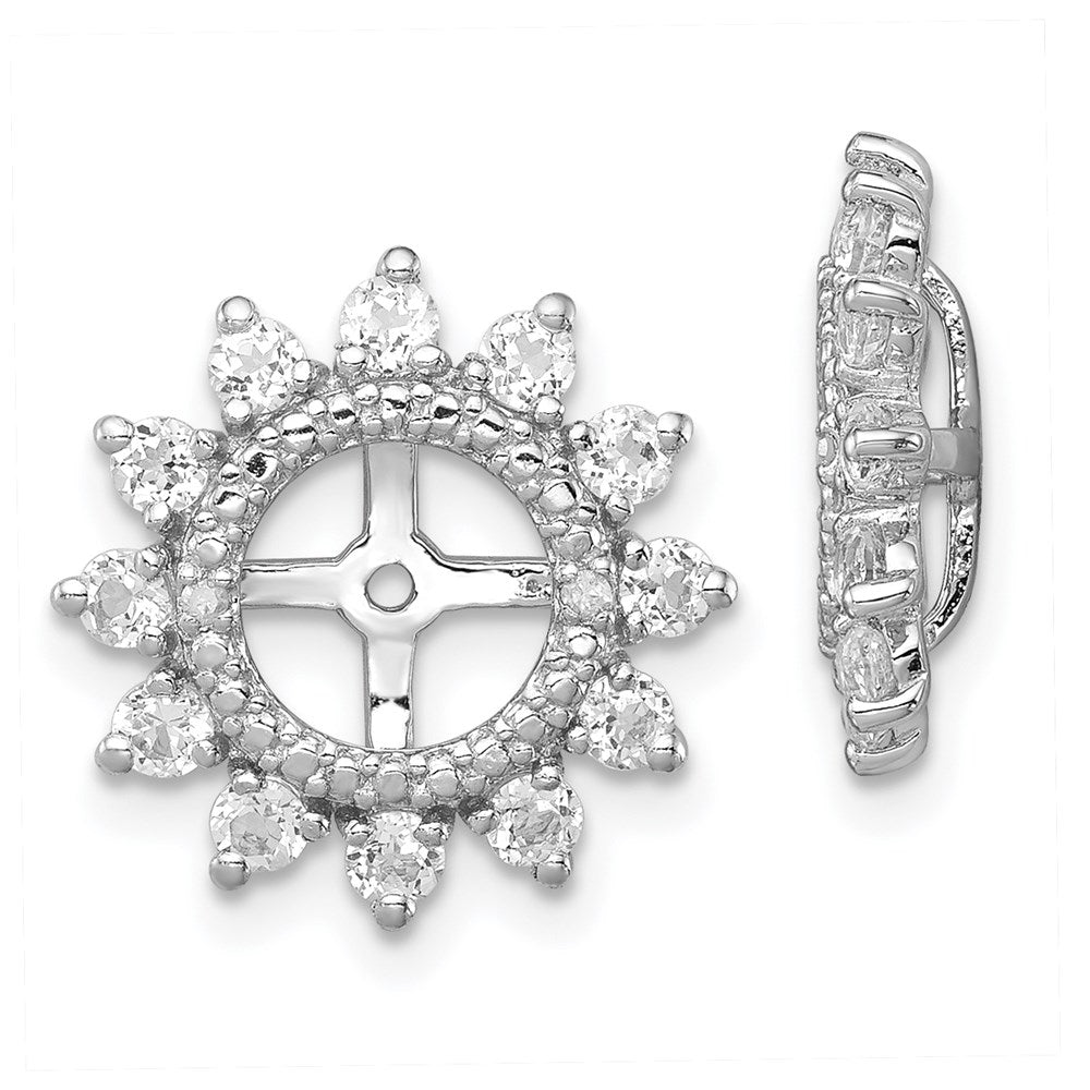 Sterlingsilber Rhodium Diamant. & Weiß Topas Ohrring Jacke