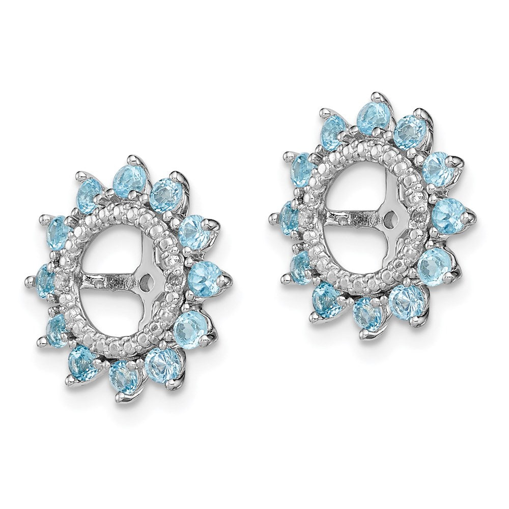 Sterlingsilber Rhodium Diamant. & Schweizer Blautopas Ohrring Jacke