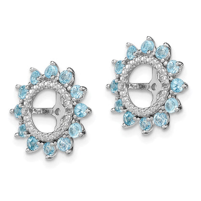 Sterlingsilber Rhodium Diamant. & Schweizer Blautopas Ohrring Jacke