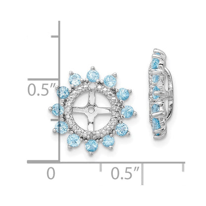 Sterlingsilber Rhodium Diamant. & Schweizer Blautopas Ohrring Jacke