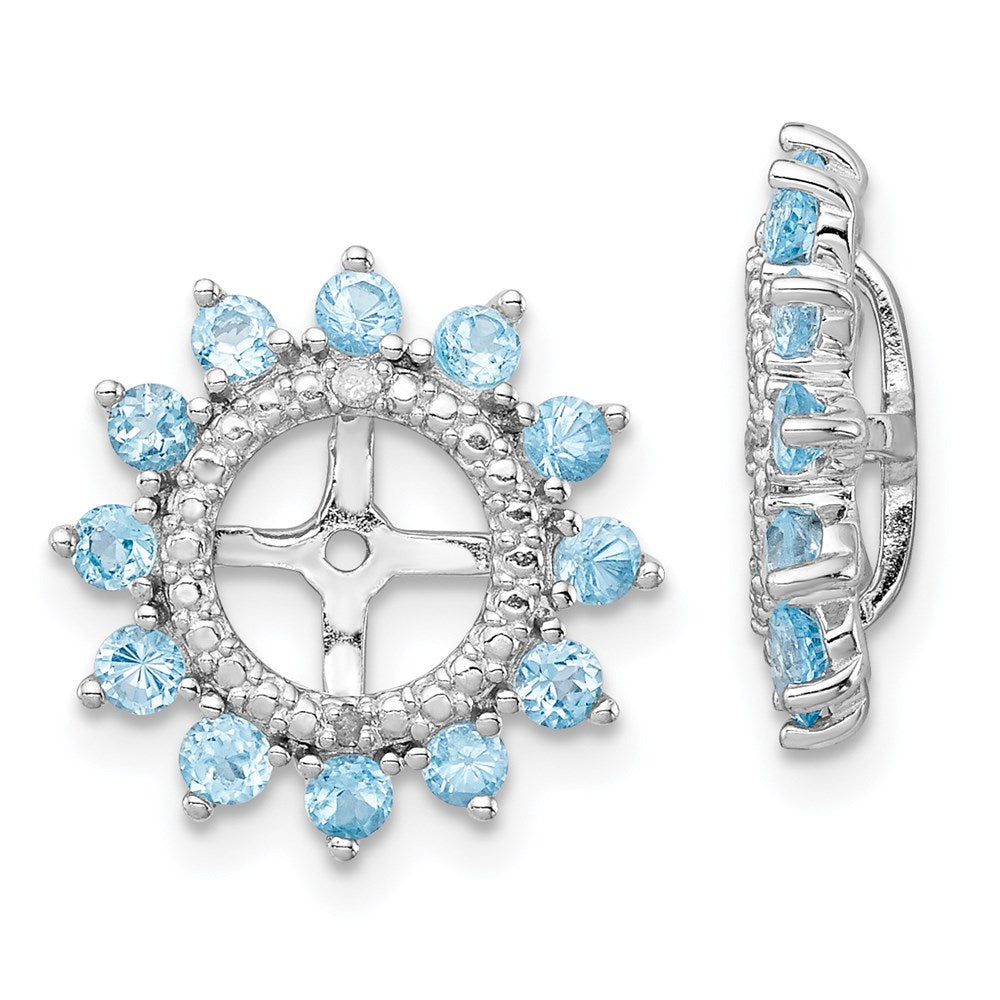 Sterlingsilber Rhodium Diamant. & Schweizer Blautopas Ohrring Jacke