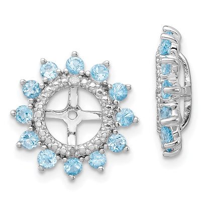 Sterlingsilber Rhodium Diamant. & Schweizer Blautopas Ohrring Jacke