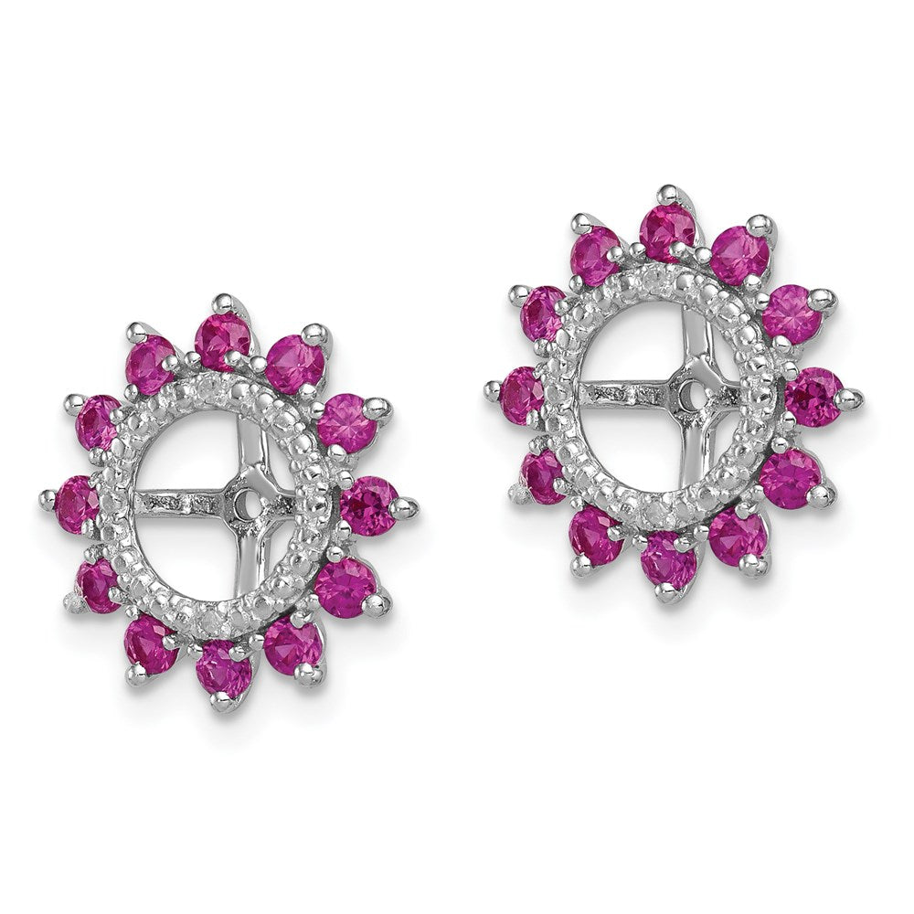 Sterlingsilber Rhodium Diamant. & Erzeugt Rubin Ohrring Jacke