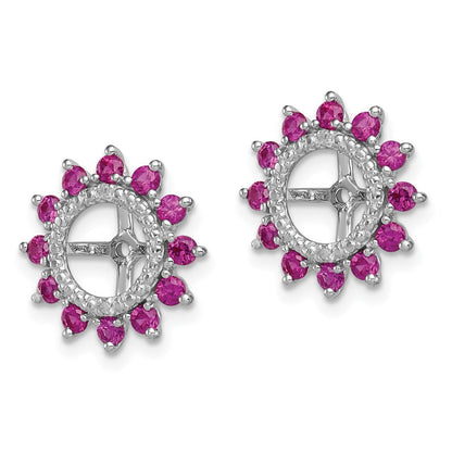 Sterlingsilber Rhodium Diamant. & Erzeugt Rubin Ohrring Jacke