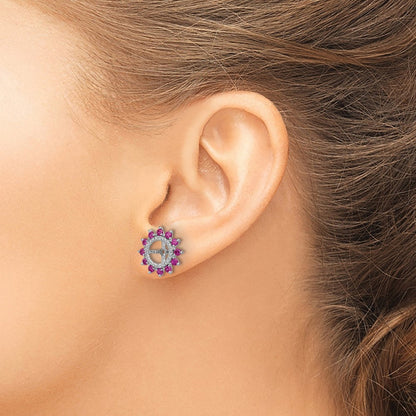 Sterlingsilber Rhodium Diamant. & Erzeugt Rubin Ohrring Jacke