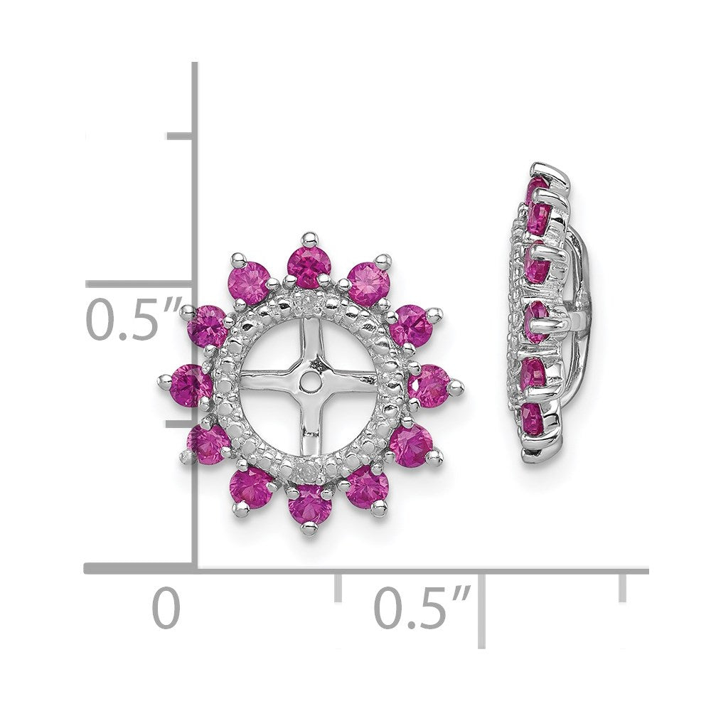 Sterlingsilber Rhodium Diamant. & Erzeugt Rubin Ohrring Jacke