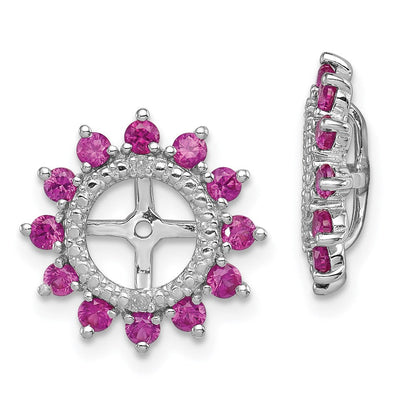 Sterlingsilber Rhodium Diamant. & Erzeugt Rubin Ohrring Jacke