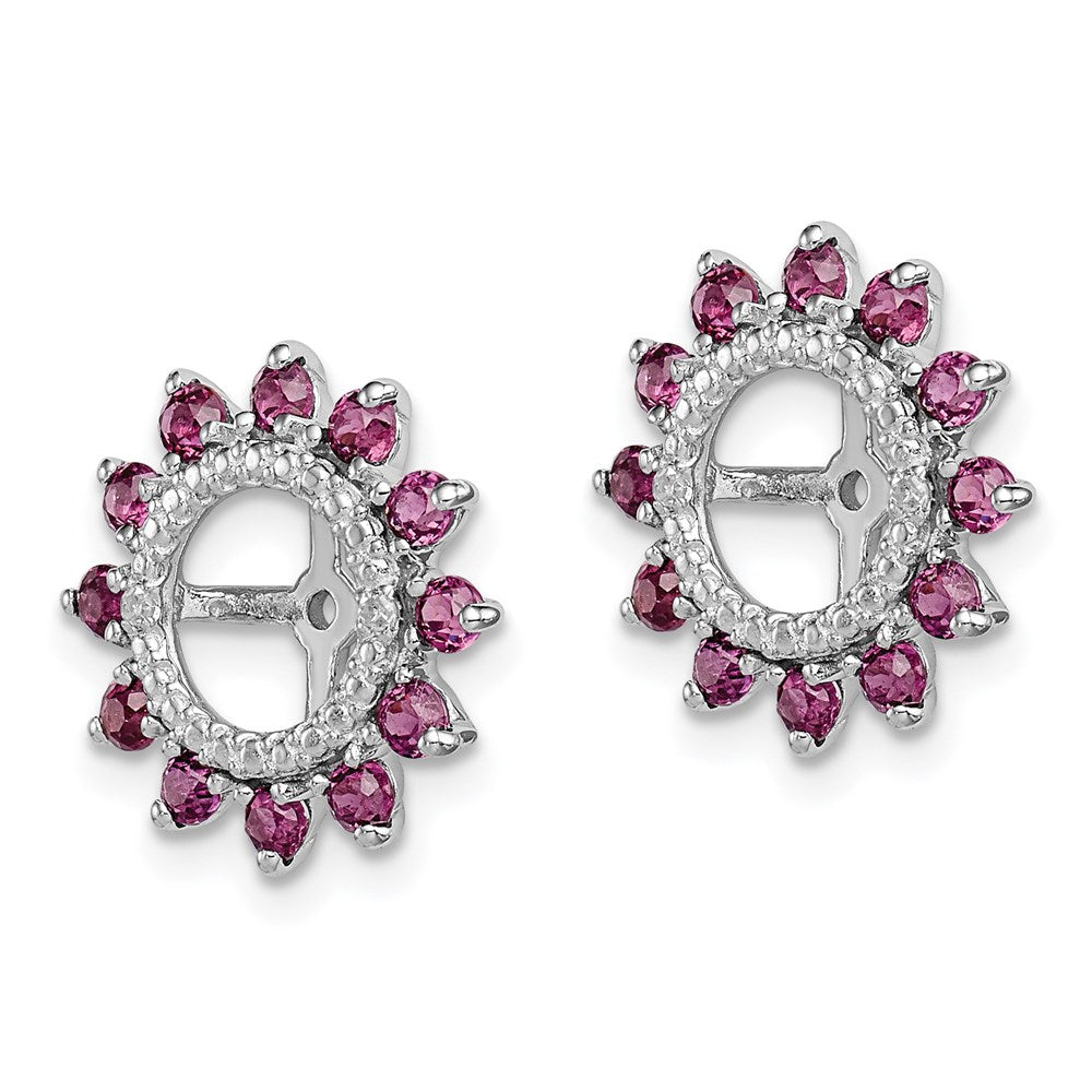 Sterlingsilber Rhodium Diamant. & Rhodolith Granat Ohrring Jacke