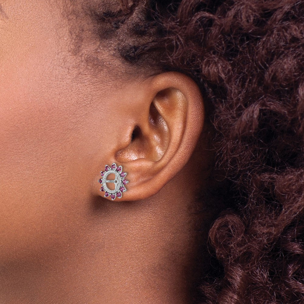 Sterlingsilber Rhodium Diamant. & Rhodolith Granat Ohrring Jacke