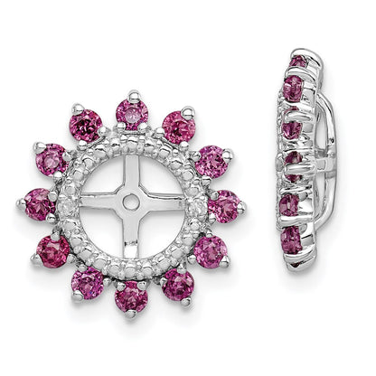 Sterlingsilber Rhodium Diamant. & Rhodolith Granat Ohrring Jacke