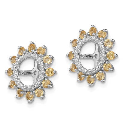 Sterlingsilber Rhodium Diamant. & Citrin Ohrring Jacke