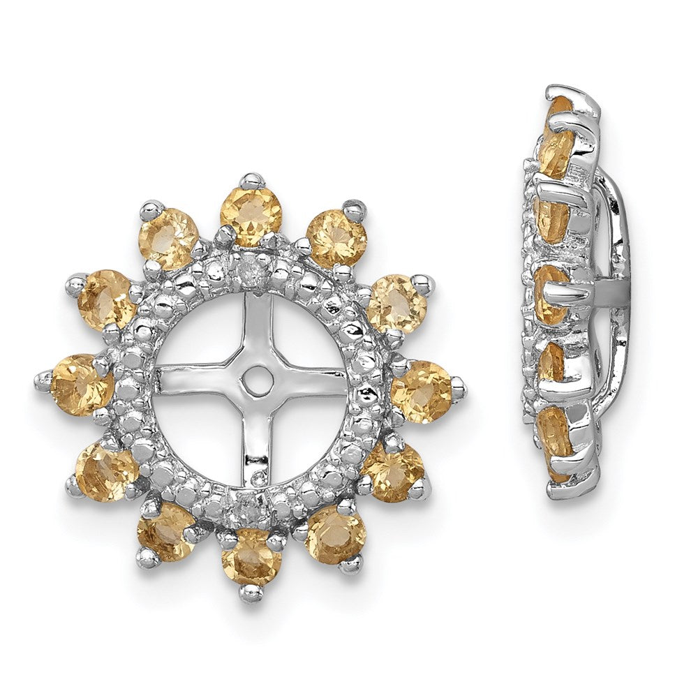 Sterlingsilber Rhodium Diamant. & Citrin Ohrring Jacke
