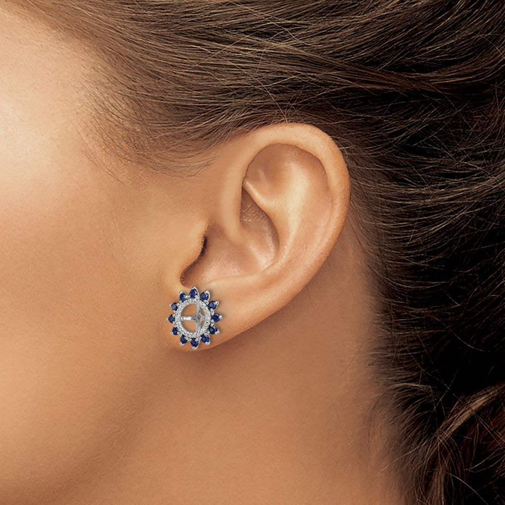 Sterlingsilber Rhodium Diamant. & Erzeugt Saphir Ohrring Jacke
