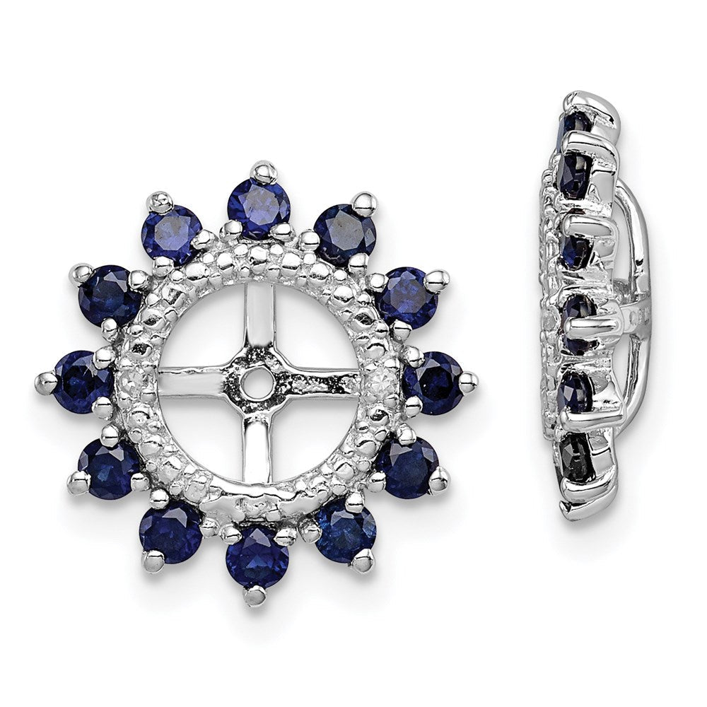 Sterlingsilber Rhodium Diamant. & Erzeugt Saphir Ohrring Jacke