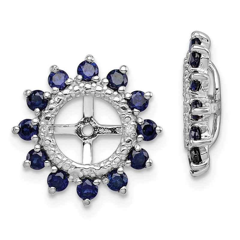 Sterlingsilber Rhodium Diamant. & Erzeugt Saphir Ohrring Jacke