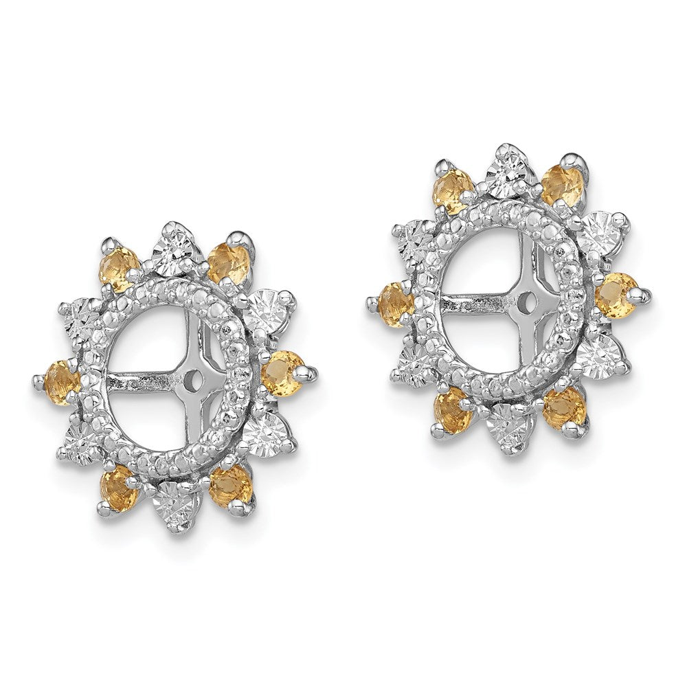 Sterlingsilber Rhodium Citrin Ohrring Jacke