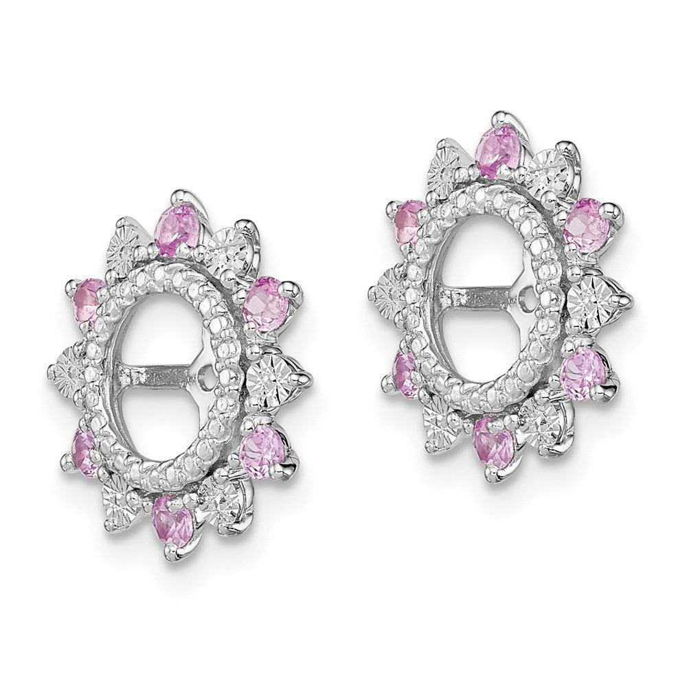 Sterlingsilber Rhodium Erzeugt Rosa Saphir Ohrring Jacke