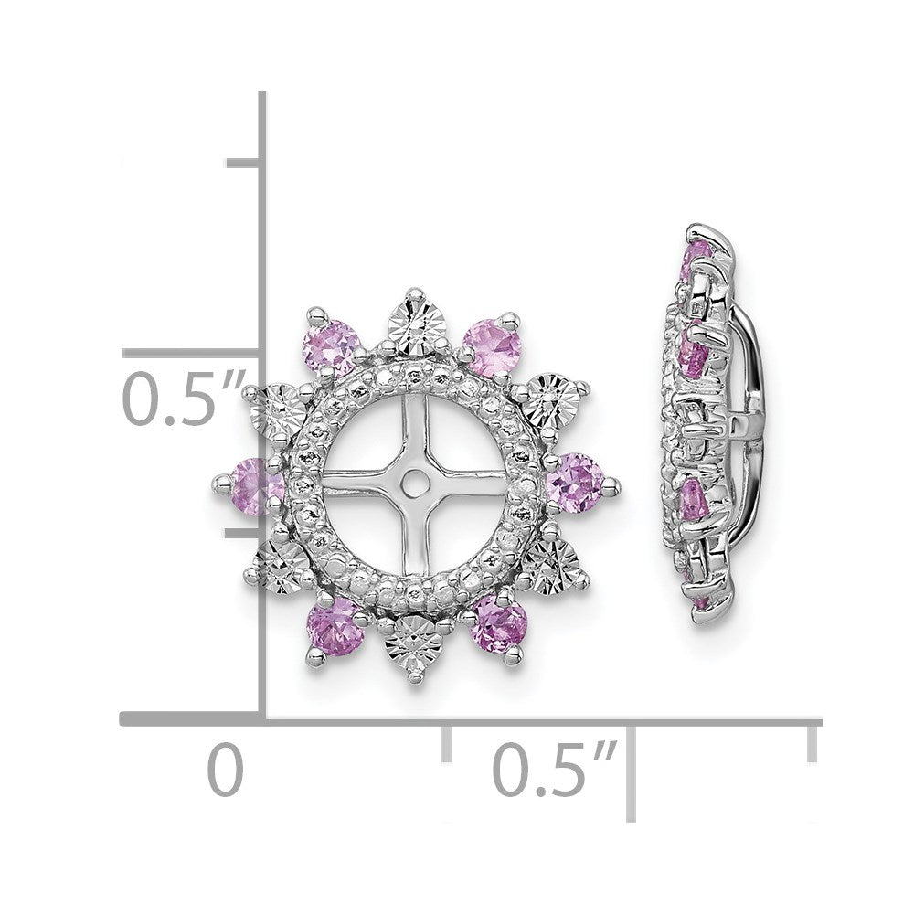 Sterlingsilber Rhodium Erzeugt Rosa Saphir Ohrring Jacke