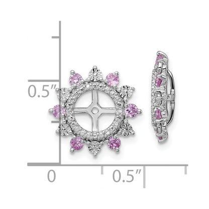 Sterlingsilber Rhodium Erzeugt Rosa Saphir Ohrring Jacke