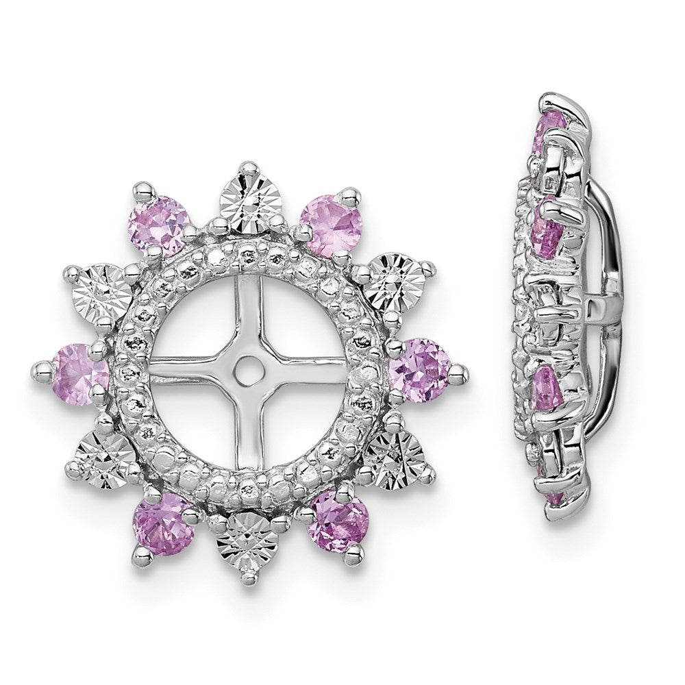 Sterlingsilber Rhodium Erzeugt Rosa Saphir Ohrring Jacke