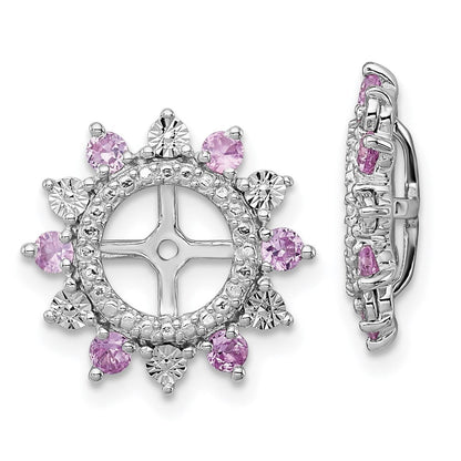 Sterlingsilber Rhodium Erzeugt Rosa Saphir Ohrring Jacke