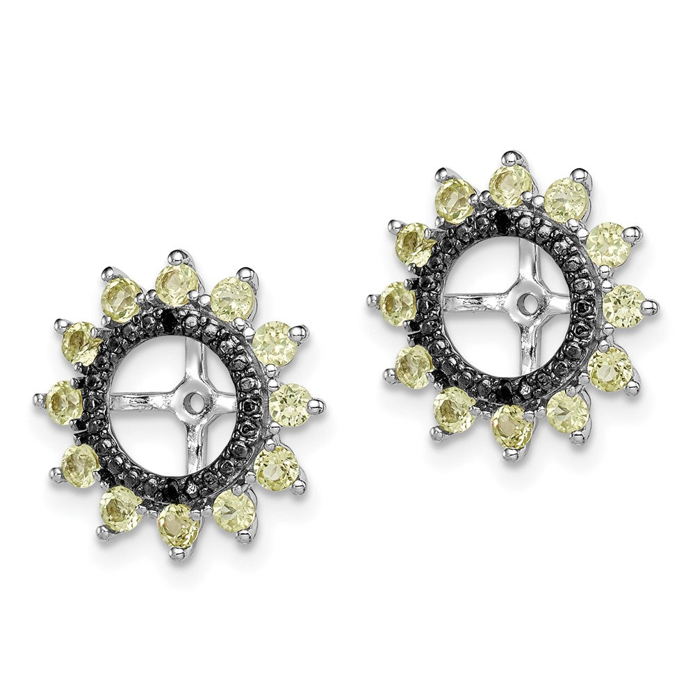 Sterlingsilber Rhodium Peridot & Schwarz Saphir Ohrring Jacke