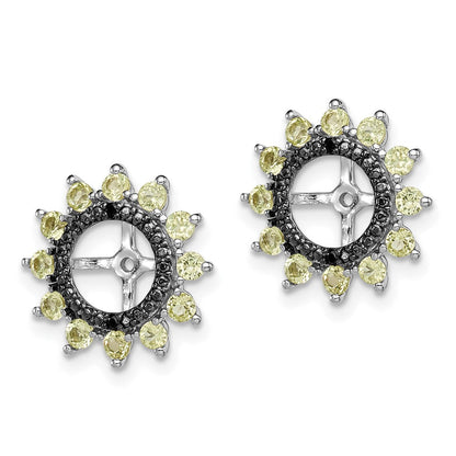 Sterlingsilber Rhodium Peridot & Schwarz Saphir Ohrring Jacke