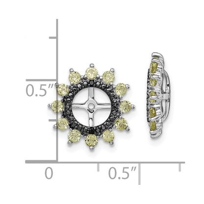Sterlingsilber Rhodium Peridot & Schwarz Saphir Ohrring Jacke